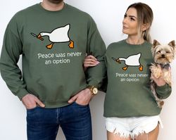 Retro Comfort Duck Sweatshirt, Peace Was Never An Option Hoodie, Funny Duck Shirt, Funny Goose Shirt, Preppy Clothes Shi