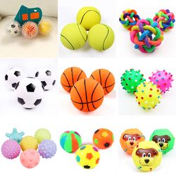 Small Dogs' Favorite: Squeaky Pet Dog Ball Toy - 6cm Diameter Rubber Chew for Puppies