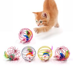 Colorful Cat Teaser Toy with Bell and Feather Wand - Pet Supplies