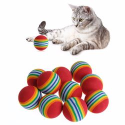 Interactive Rainbow Cat Toy Ball for Play and Training - Durable EVA Chew Ball with Rattle Sound