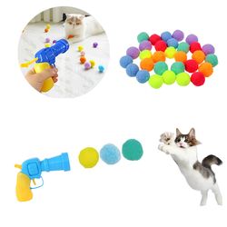 Interactive Launch Training Cat Toys: Creative Kittens' Mini Pompom Games & Stretch Plush Balls | Cat Supplies & Accesso