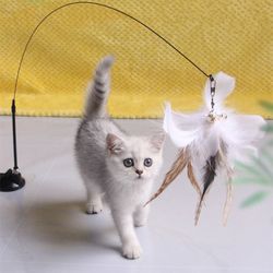 Interactive Cat Feather Toy: Entertaining and Durable Sucker Stick Toy for Cats