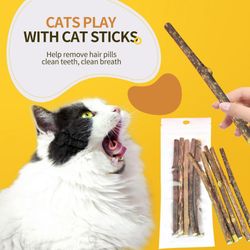 Natural Catnip Dental Sticks: Silvervine Chew Toy for Cats, Teeth Cleaning Snack & Self-Healing Kitten Toothpaste - Pet