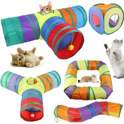 Foldable Cat Tunnel Toy for Interactive Pet Training and Fun - Ideal for Kittens, Puppies, and Rabbits!
