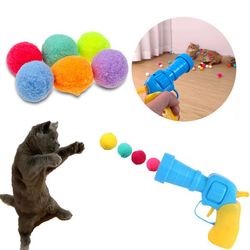 Engaging Launch Training Cat Toys: Fun Interactive Games with Mini Pompoms and Plush Balls for Kittens - Shop Now!