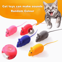 Interactive Clockwork Cat Toy: Realistic Sound Plush Mouse for Kittens