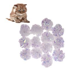 Interactive Cat Toy: 12Pcs Mylar Crinkle Balls with Sound | Plastic Balls for Kitten Play
