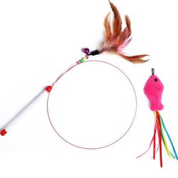 Interactive 90cm Cat Teaser: Feathered Rod with Replaceable Head