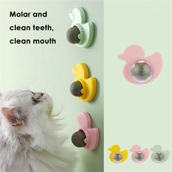 Cats Toys: Freshen Breath & Remove Hair Balls with Cat Mint Rotation Ball - Catnip Wall Ball Licking Snacks - Pet Suppli