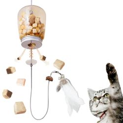 Interactive Cat Toy: Leak Food Feather with Bell, Hanging Door Scratch Rope, Pet Feeder Dispenser