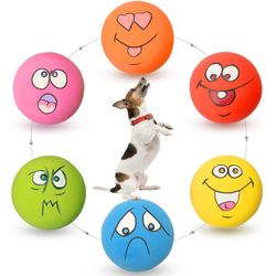 6 Latex Dog Squeaky Toys: Rubber Chewing Balls for Small Puppies & Pets