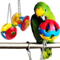 1Colorful Plastic Chew Ball Chain Cage Toy for Parrot Cockatiel Parakeet: Fun & Safe Entertainment
