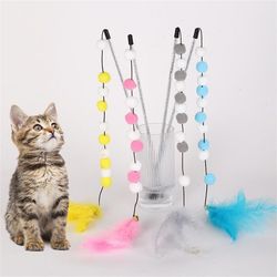 Interactive Funny Cat Stick Toy with Plush Ball and Feather Replacement Head | Pet Supplies and Accessories