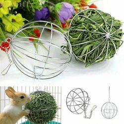 Stainless Steel Hamster Feed Dispenser: Hanging Hay Ball Toy for Guinea Pigs & Rabbits
