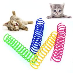 Interactive Cat Toys: 4-Piece Colorful Plastic Spring Set for Extended Play