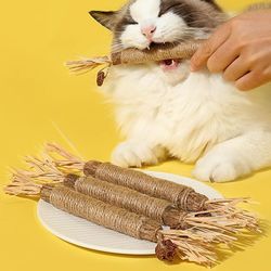 Silvervine Chew Sticks: Fun Cat Toys for Dental Health with Polygonum & Raffia Grass Rope - Pet Supplies