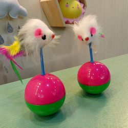 New Durable Cat Toys: Fur Mouse Tumbler & Plastic Play Balls for Kittens
