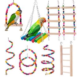 Complete Bird Toy Set: Rocking, Chewing, Training Combo for Parrots - Hammock, Ladder, and More | Pet Supplies