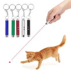 Portable Mini Cat Keychain: Battery-Powered LED Laser Pointer for Pet Training and Play