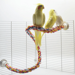 Cotton Rope Bird Molar Toy: Durable, Multi-color Standing Perch for Cockatiels & Parrots