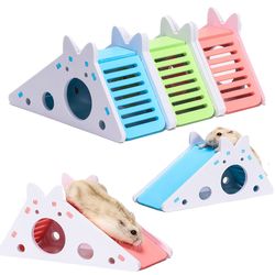 Colorful Wooden Hamster Slide Toy: Perfect Cage Accessory for Small Pets