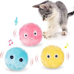 Interactive Electric Catnip Toy Ball for Smart Kittens: Touch-Sensitive, Plush, Squeaky Fun!