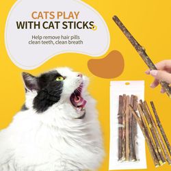 Natural Matatabi Cat Sticks: Silvervine Toys for Excited Cats - Teeth Cleaning & Treats (15/20pcs)