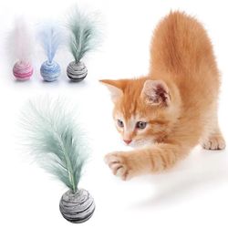 Interactive Cat Toy: Star Ball with Feather, Foam Ball, Plush