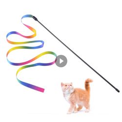 Cute Rainbow Cat Toys: Interactive Teaser Wand for Playful Cats