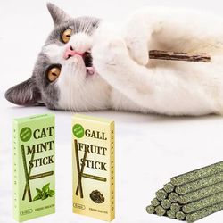 6 Natural Cat Mint Sticks: Catnip Chews for Pet Molar Health & Teeth Cleaning