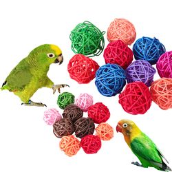 Parrot Rattan Ball Toys: Fun Bird Cage Accessories for Chewing & Playing (2pcs)
