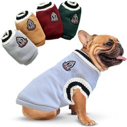 College Style V-Neck Sweater: Warm Winter Apparel for Dogs & Cats