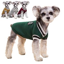 Stylish College-Inspired Winter Sweater for Small to Medium Dogs and Puppies: Warm Pet Clothes for Chihuahuas, French Bu