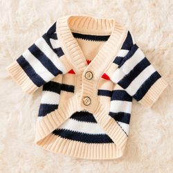 Warm Knitted Striped Cardigan: Winter Fashion for Chihuahua and Small Pets