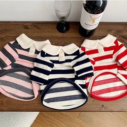 Summer Dog Polo Shirt: Cooling Striped Sweatshirt for Small to Medium Dogs