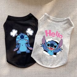 Summer Cotton Disney Stitch Pet Dogs Vest: Thin French Bulldog Puppy Clothes for Small to Medium Dogs - Chihuahua Costum