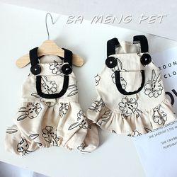 Rabbit Print Pet Dog Jumpsuits: Summer & Winter Sling Dresses, Outfits, and Skirts