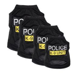 Black Elastic Police Suit Cosplay Dog Vest: Puppy T-Shirt Coat & Accessories for Dogs & Cats