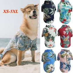 2023 New Fashion Gift: Summer Dog Shirt with Cool Beach Hawaiian Style and Coconut Tree Print