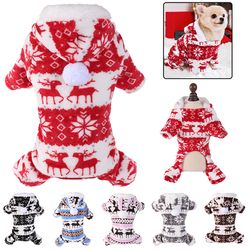Cozy Winter Pet Jumpsuit: Warm Plush Christmas Clothes for Small to Medium Dogs & Cats - Perfect for Yorkies, Chihuahuas