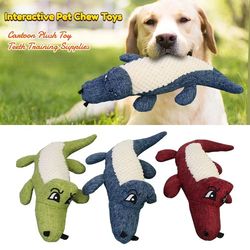 Interactive Cartoon Animal Plush Alligator Pet Chew Toy for Gnawing and Grinding Teeth Training