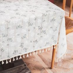 Korean Cotton Floral Tablecloth: Tea Table Decor & Kitchen Dining Cover