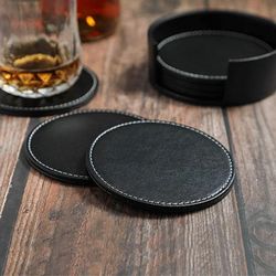 PU Leather Coaster Set: Easy-Clean Drink Mat for Coffee & Tea
