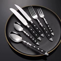 Creative Retro Stainless Cutlery Set with Riveted Handle - Dining & Kitchen Tableware