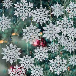 Christmas Fake Snowflakes: Xmas Tree Hanging Ornaments for Winter Party Decor