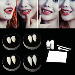 Halloween Vampire Teeth Fangs Dentures Prop - DIY Cosplay Decorations with Dental Gum for Costume Parties