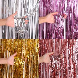 Birthday Party & Wedding Decoration Backdrop Curtains - Glitter, Fringe, Tinsel, Foil - Baby Shower, Anniversary - Whole