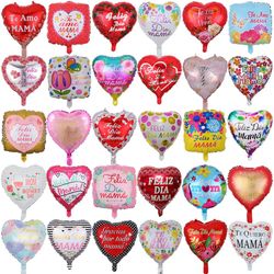 10pcs 18inch Printed Spanish Mother Foil Balloons for Mother's Day | Heart Shape Helium Love Globos Decor - Mama Balloon