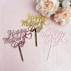 Gold Acrylic Mom Cake Topper: Perfect Mother's Day Gift & Dessert Decoration