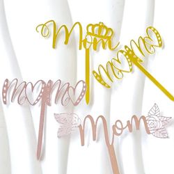 2024 Gold Acrylic MOM Cake Topper: Simple Design for New Mothers Day Birthday - Perfect Mother's Day Gift & Dessert Deco